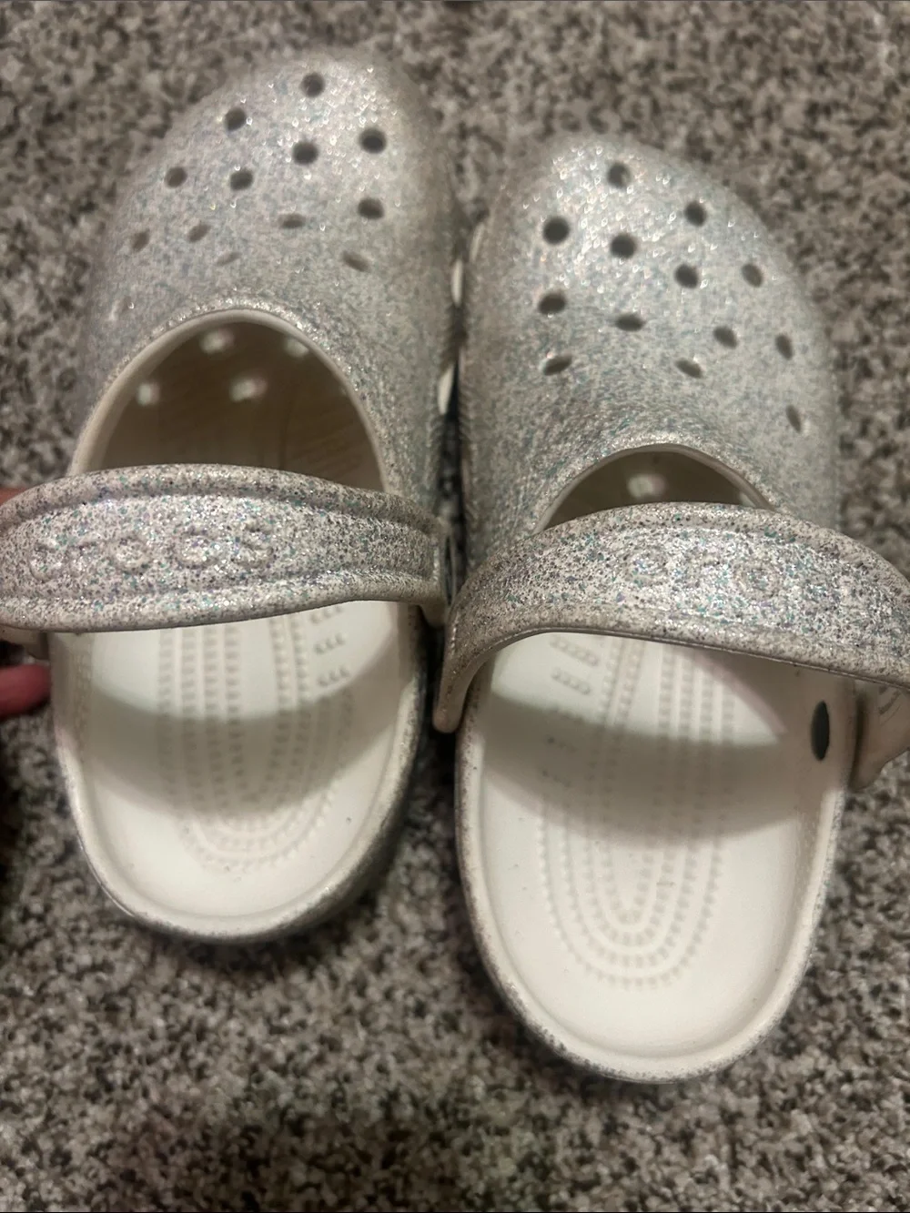 CROCS Kids Glitter Clogs in Silver Multi